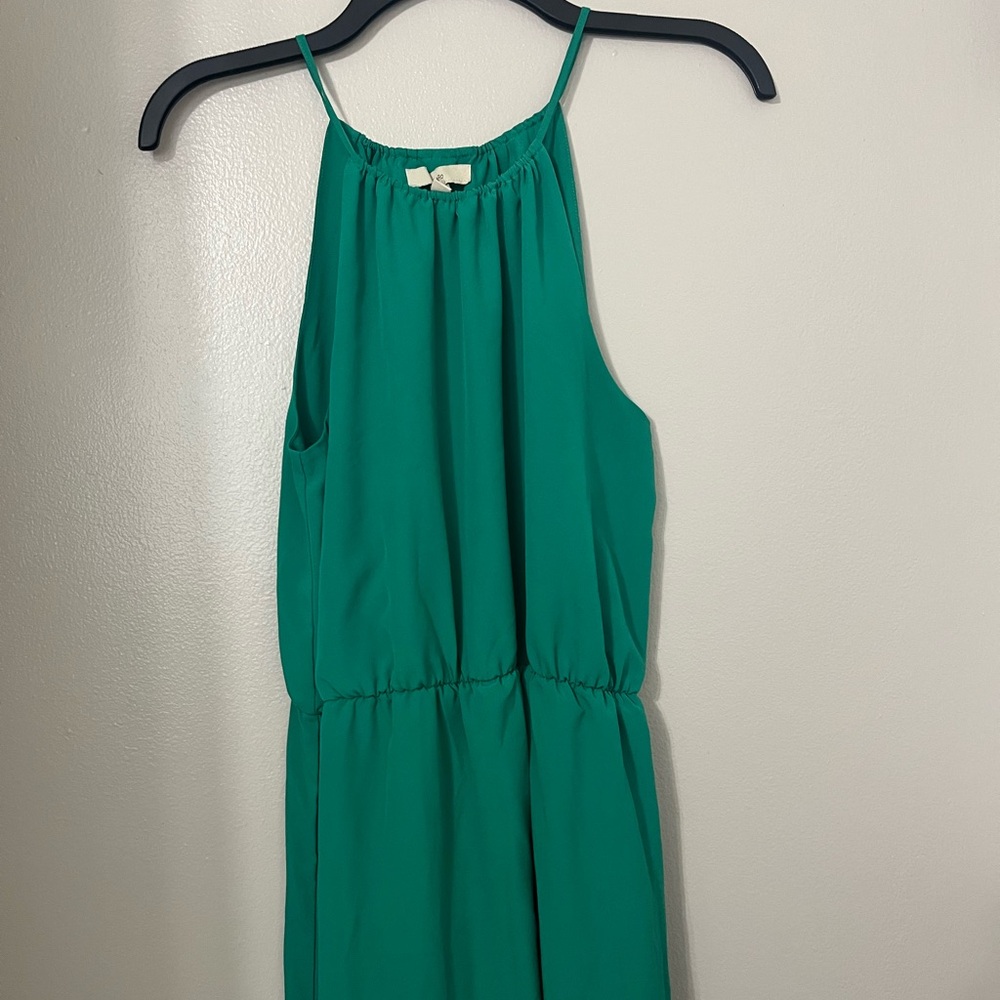 Lark & Ro | Emerald Green Maxi Dress, Elastic Stretch Waist - Picture 5 of 9